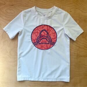 GAP Kids XS Shark Rash Guard Swim Top White 4-5